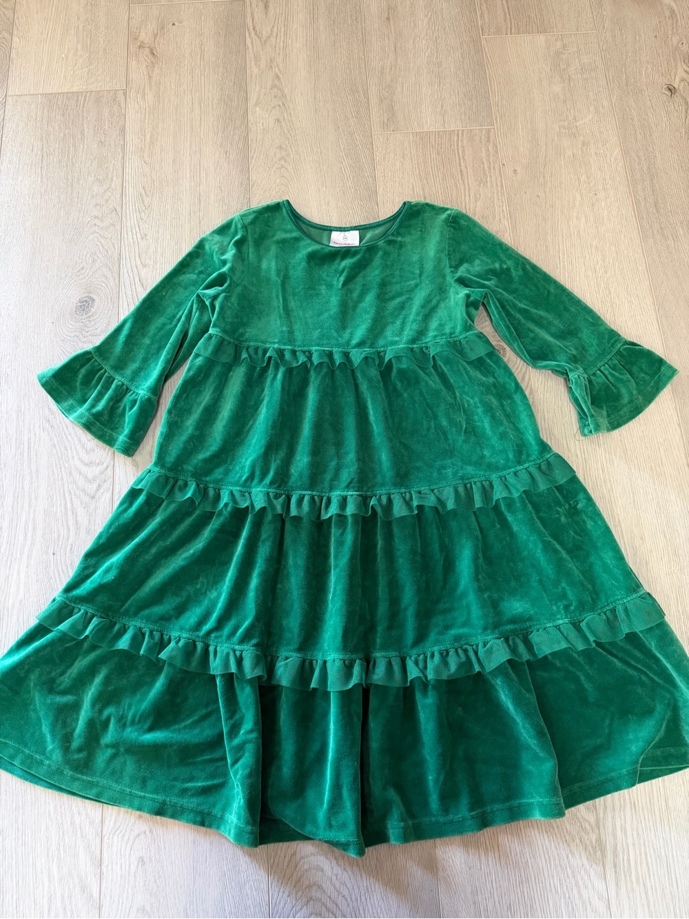 Hanna Andersson Emerald Green Velvet Tiered Dress